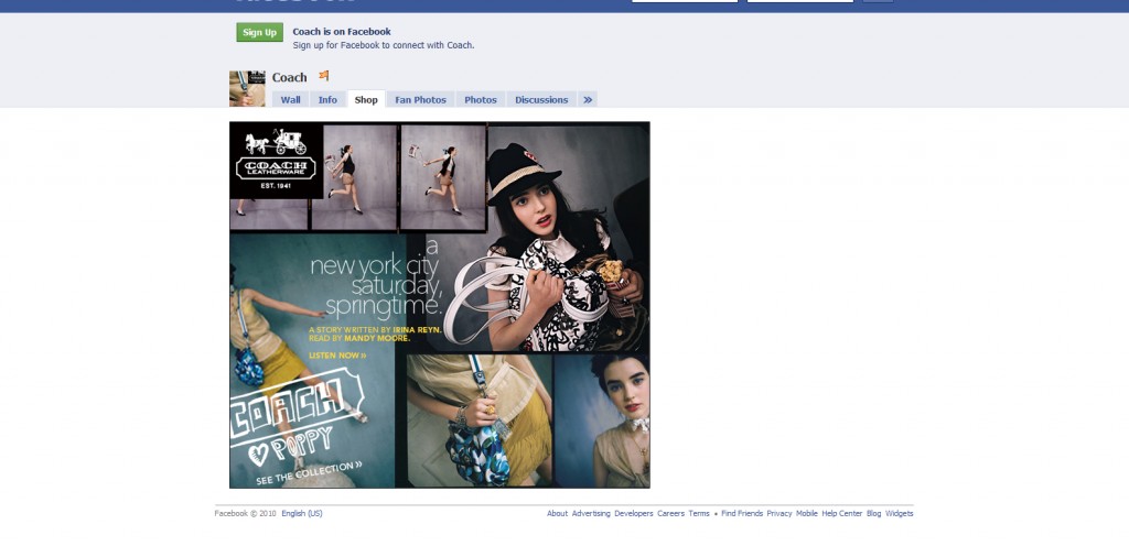 Coach Coach 1024x496 40 Great Examples of Facebook Fan Page Designs
