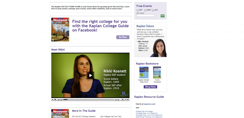 KaplanSAT KaplanSAT 1024x496 40 Great Examples of Facebook Fan Page Designs
