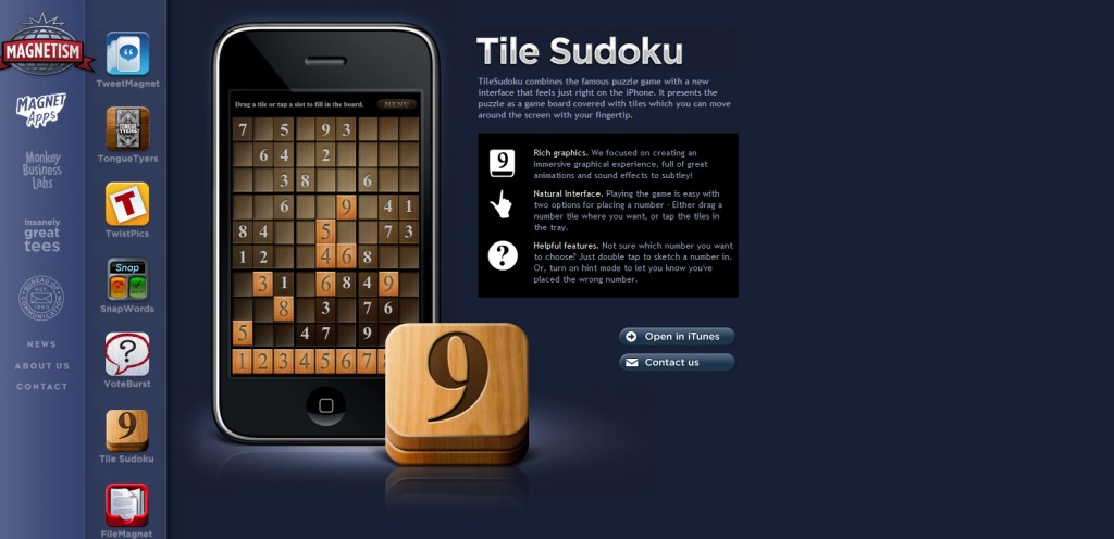 TileSudoku TileSudoku 1024x496 100 Wonderfully Designed iPhone App Websites