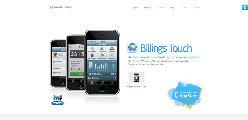 billingsapp billingsapp 1024x496 100 Wonderfully Designed iPhone App Websites
