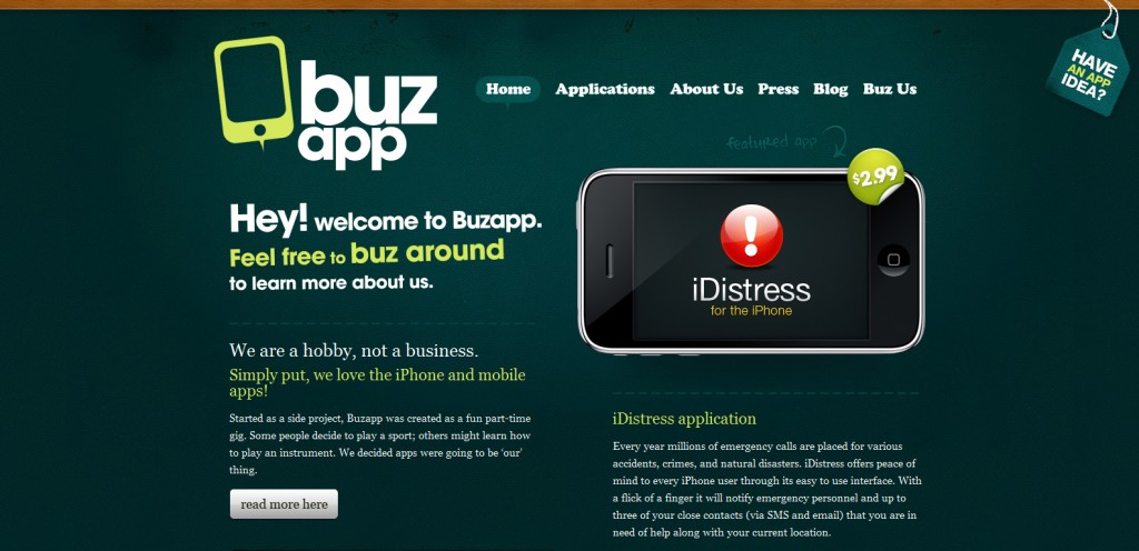 buzapp buzapp 1024x496 100 Wonderfully Designed iPhone App Websites