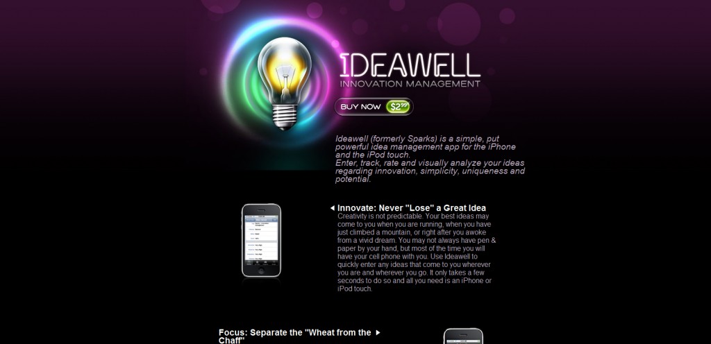ideawell ideawell 1024x496 100 Wonderfully Designed iPhone App Websites