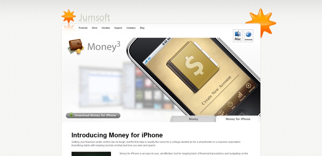 money money 1024x496 100 Wonderfully Designed iPhone App Websites