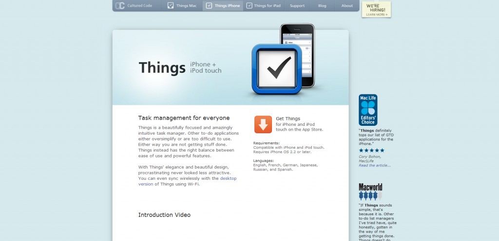 things things 1024x496 100 Wonderfully Designed iPhone App Websites