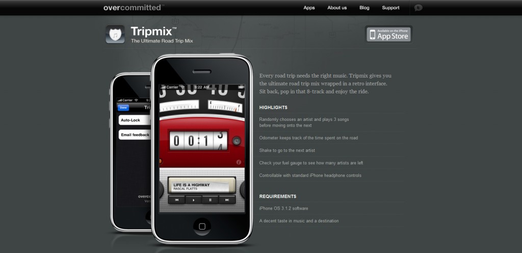 tripmix tripmix 1024x496 100 Wonderfully Designed iPhone App Websites