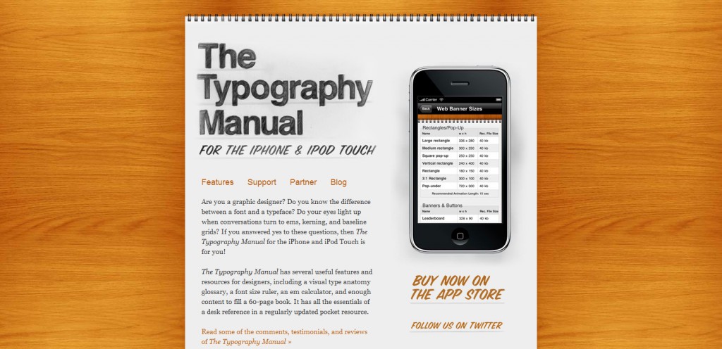 typographyapp typographyapp 1024x496 100 Wonderfully Designed iPhone App Websites