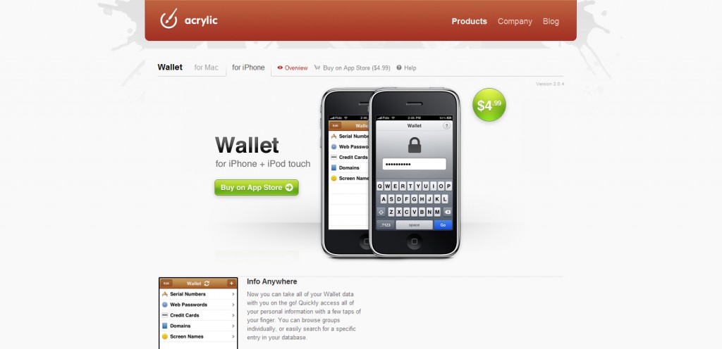wallet wallet 1024x496 100 Wonderfully Designed iPhone App Websites