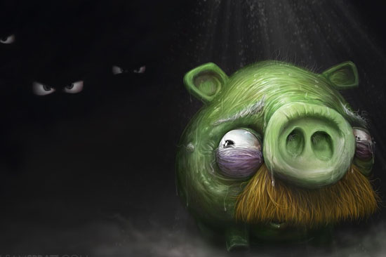 scared pig 30 Amazing Fan Inspired Angry Bird Artworks 