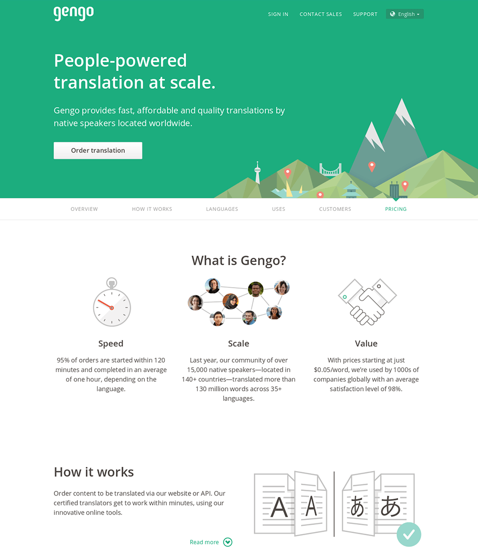 Gengo Product Landing Page