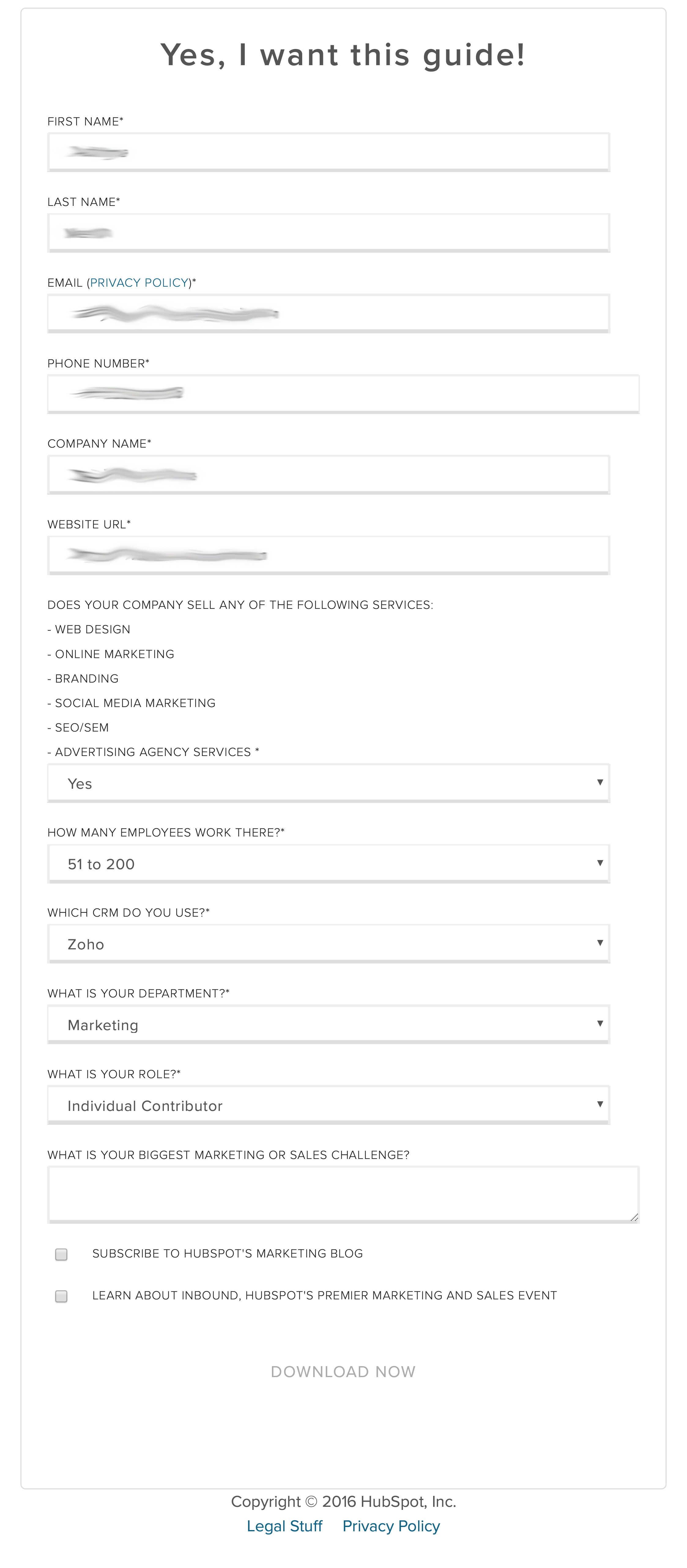 Hubspot conducts an extensive survey which helps in getting Firmographic data of subscribers - 5