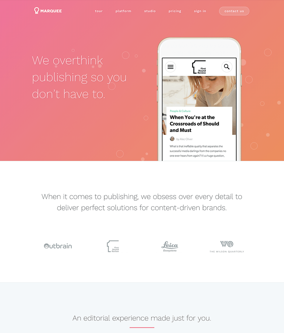 Marquee Product Landing Page