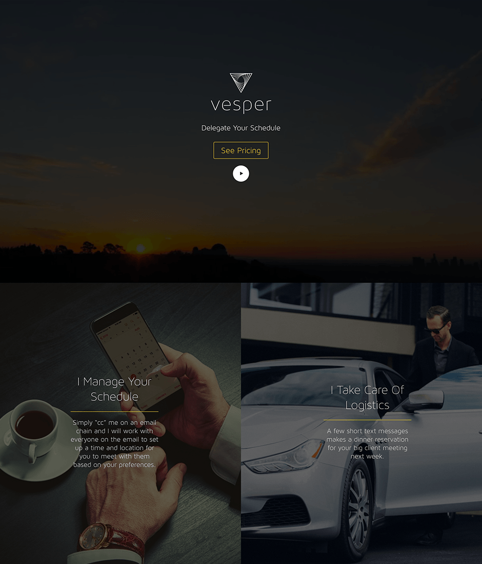 Vesper Product Landing Page