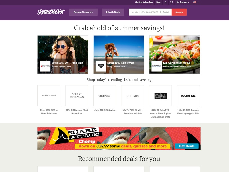Get discounts with coupon and promo codes for thousands of online stores with RetailMeNot. Save offline with in-store and printable coupons!