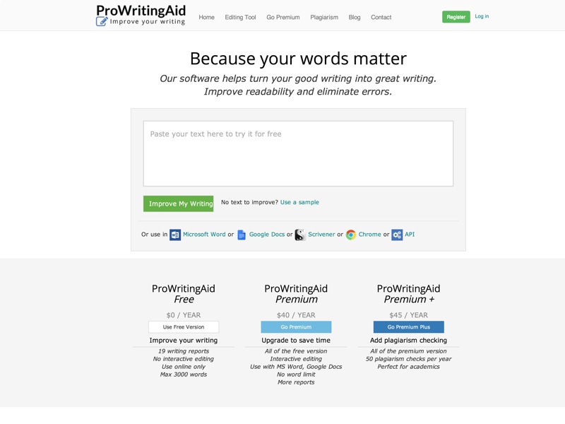 Improve your writing with our writing improvement and editing software