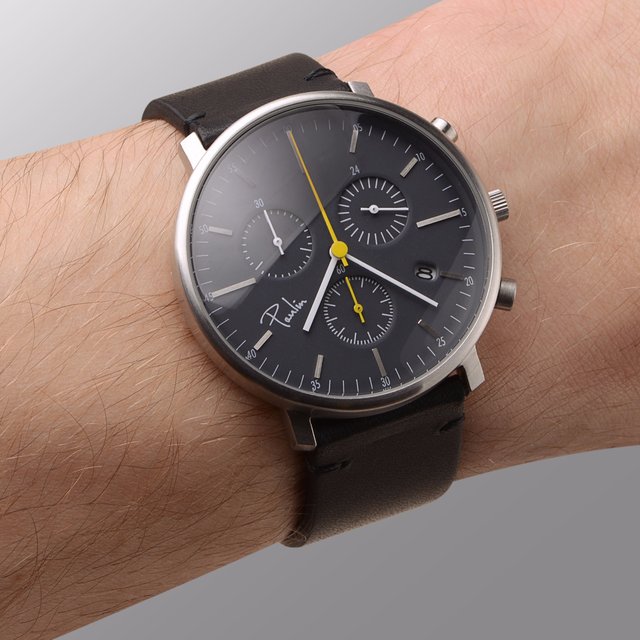 Black & Yellow Brushed Chronograph Watch by Paulin Watches