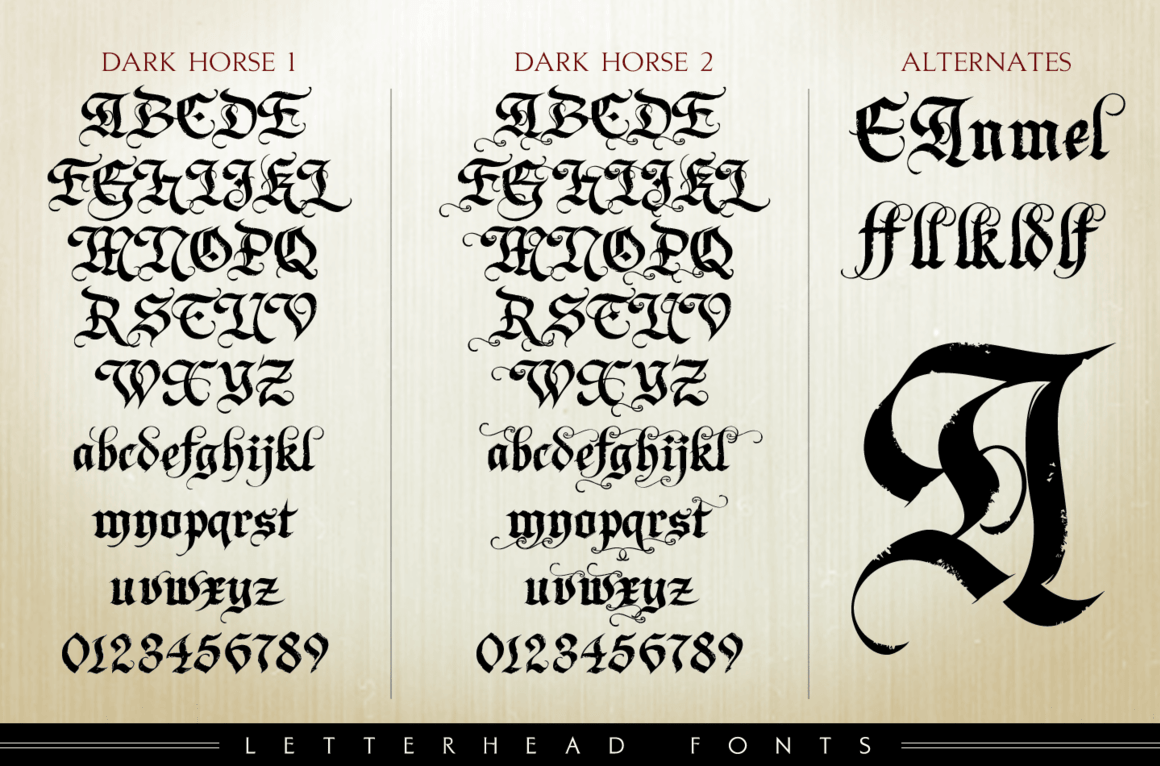 Dark Horse by Letterhead Fonts in Fonts Blackletter-min