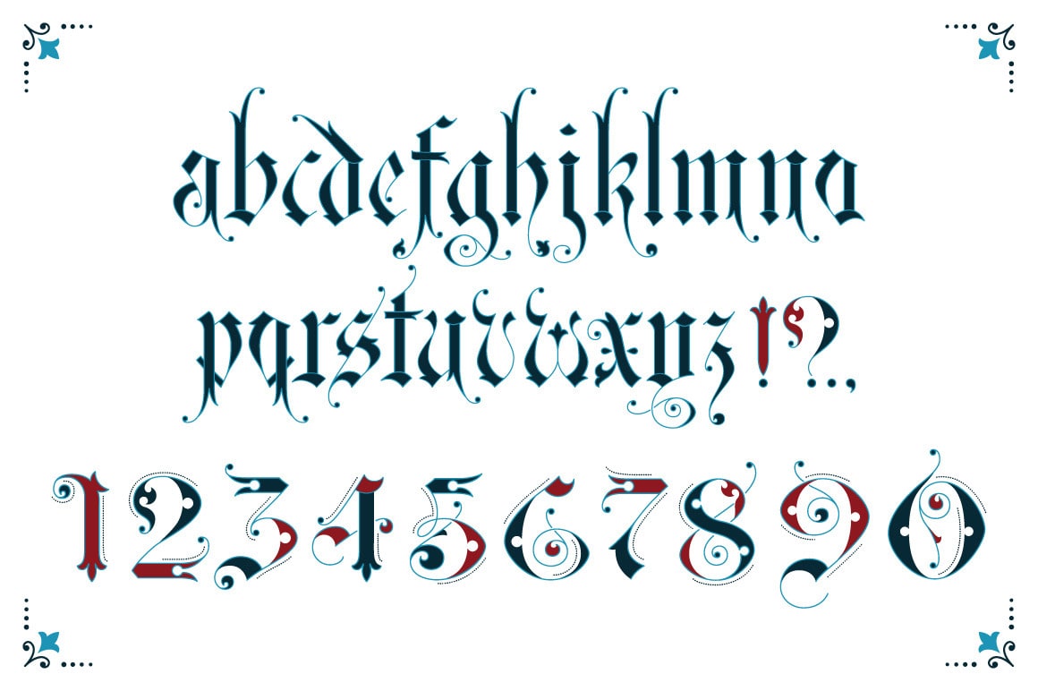 Gothic ornamental alphabet-min