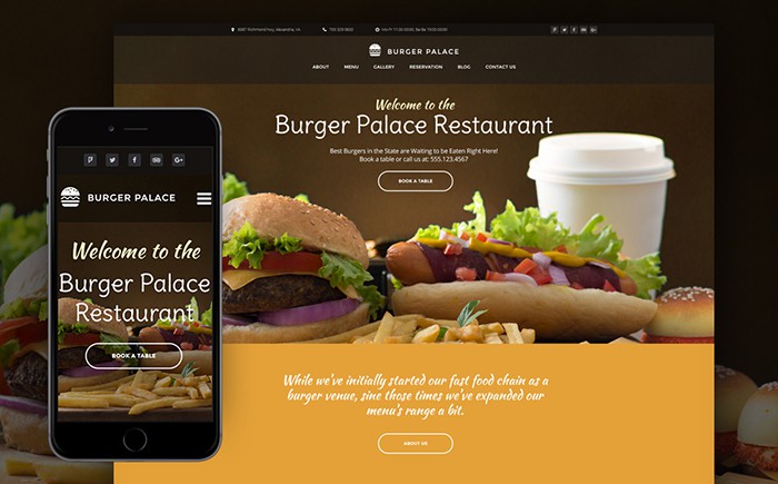 Burger Palace - Fast Food Restaurant WordPress Theme