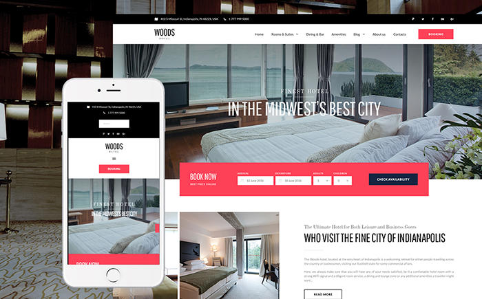 Woods Hotel - Hotel & Resort WordPress Theme