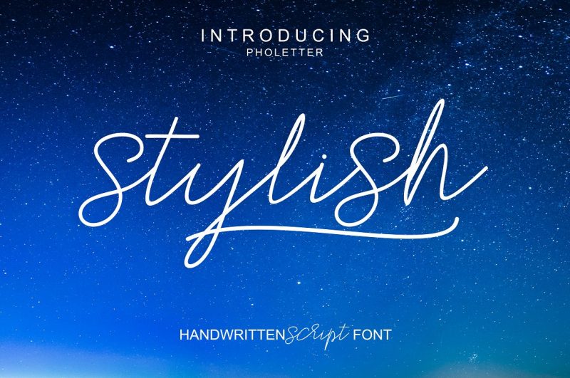 Stylish Script a new fresh & modern script with a handmade calligraphy style, decorative characters and a dancing baseline! So beautiful on invitation like greeting cards, branding materials, business cards, quotes, posters, and more!!