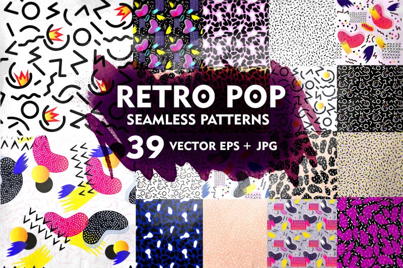  Retro Pop Pattern Set - Patterns Like Save Retro Pop Pattern Set - Patterns - 1 Retro Pop Pattern Set - Patterns - 2 Retro Pop Pattern Set - Patterns - 3 Set of hand 39 Retro Pop seamless patterns for your use.