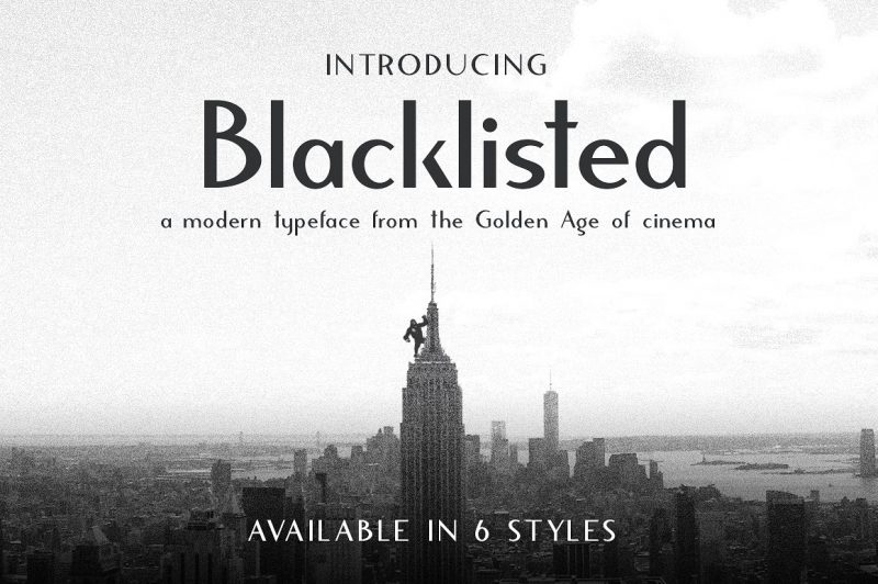 Say hello to Blacklisted a modern font taken from the inspiration of old films and art deco styles.