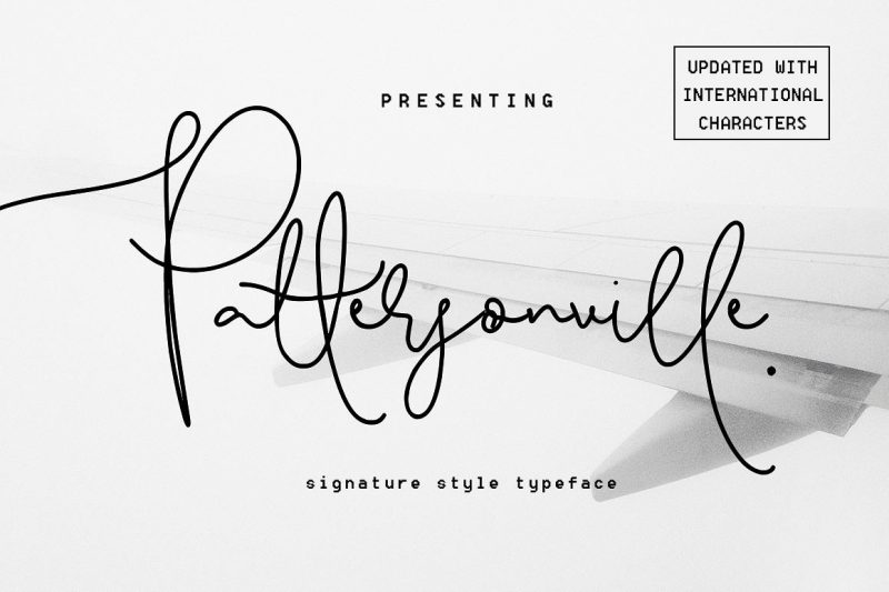 UPDATE - Now includes International Characters, more unique ligatures for double letters, and improved Uppercase G,J, L, Q, Introducing the brand new Pattersonville Script font! - Intro price of $12 for a limited time only so be quick.