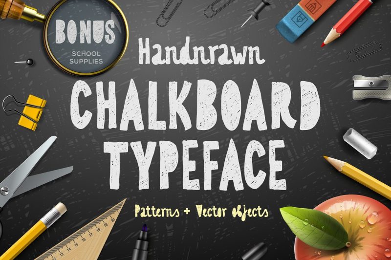 Chalkboard typeface is great for logo, cards, signs, apparel, stationery, magazines and quotes.