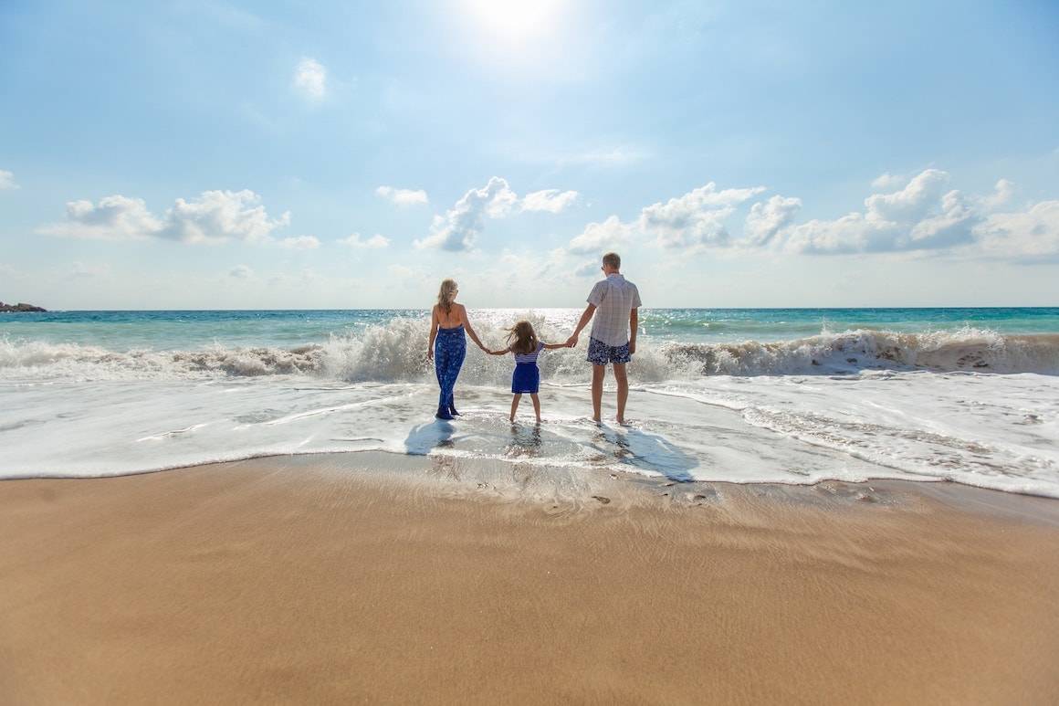 Family at the beach during a sunny day