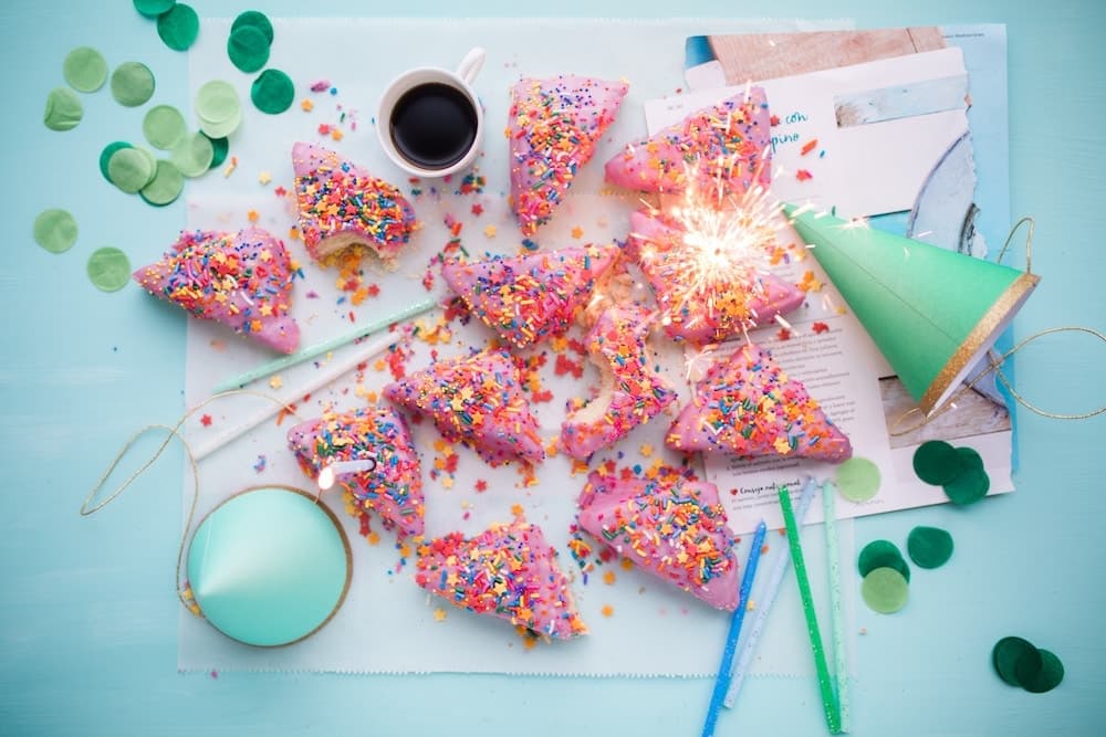 Delicious birthday cake knolling