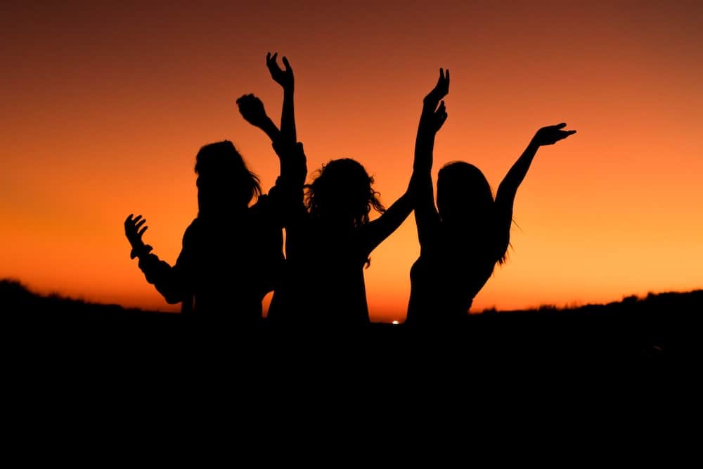 Group of girls celebrating their friends birthday party