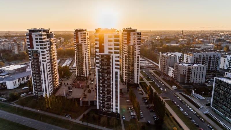 high rise buildings during golden hour