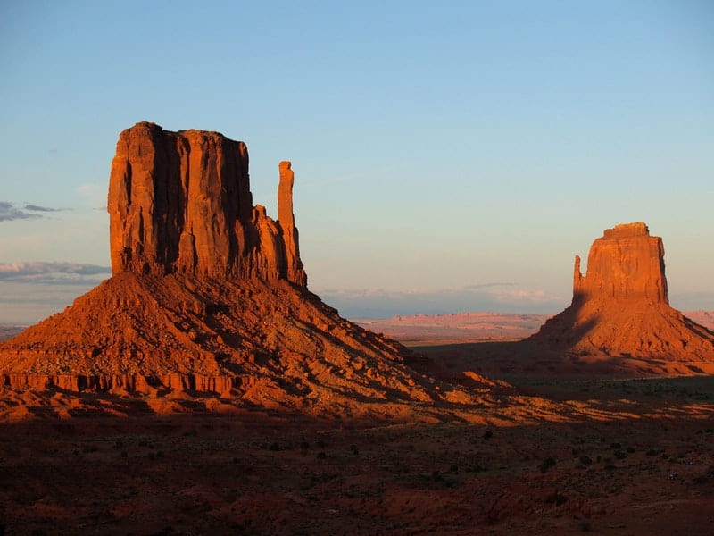 Monument Valley rock formations during sunset
