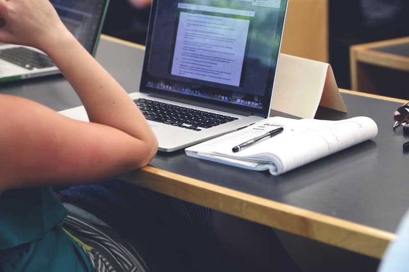 Student sitting inside class