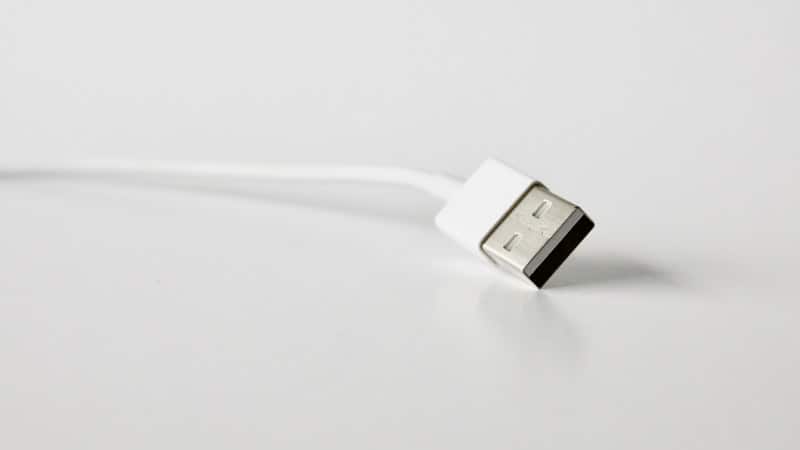 White USB Cable Close up