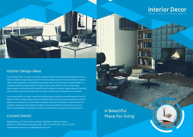 Creative Interior Decor Bi-Fold Brochure Template