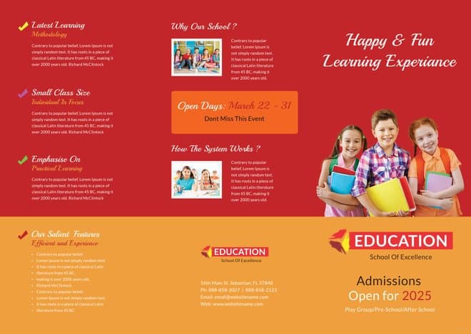Kindergarten Tri-Fold Brochure Design Template