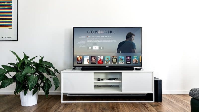 Smart tv inside a modern living room