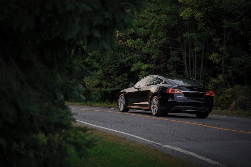 Autonomous tesla car driving