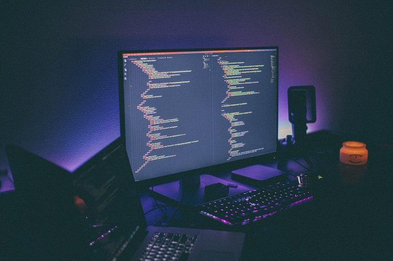 Code on a Desktop Screen at Night
