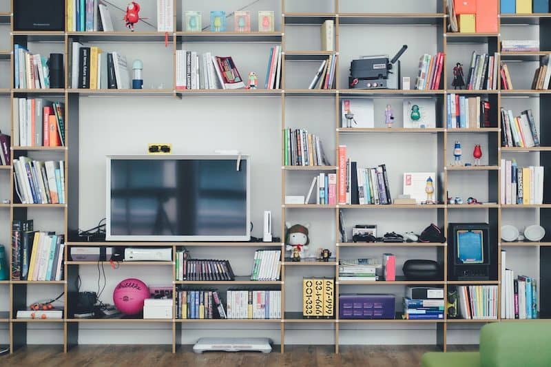 Home Television Inside a Book Case