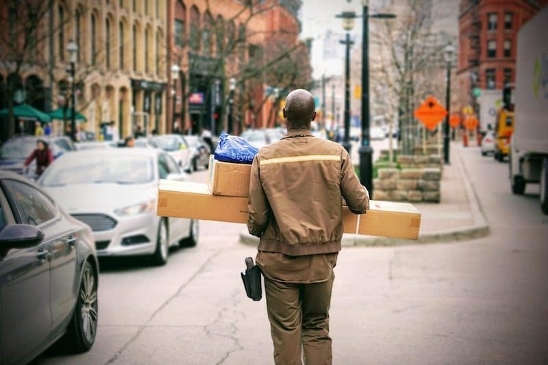 UPS man delivering a package