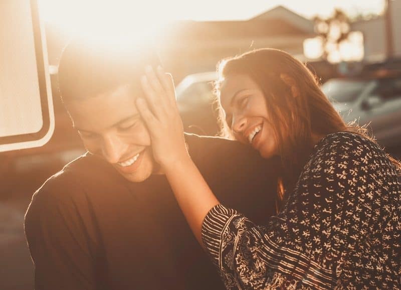 Cute couple playing with each other