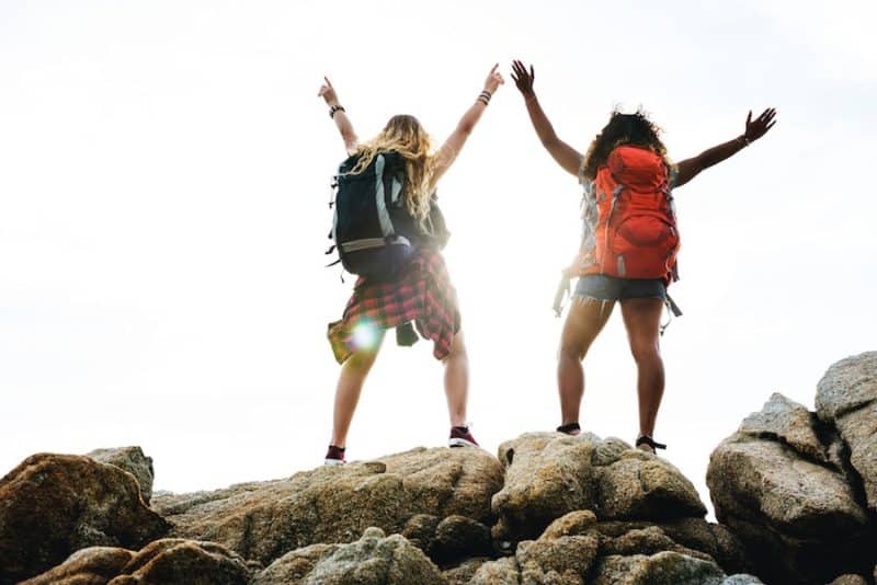 Two Girls Backpacking Together