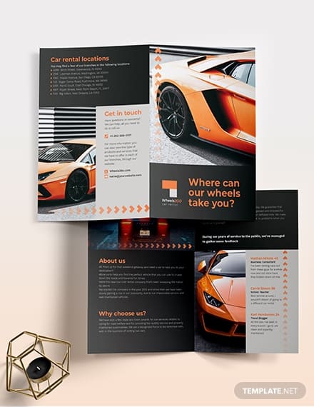 Car Rental Bi-Fold Brochure Template