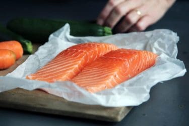 Wild Raw salmon getting ready for seasoning