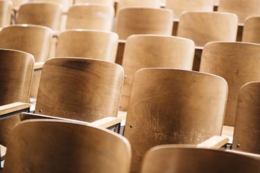 Wooden Classroom Seats of a College Classroom