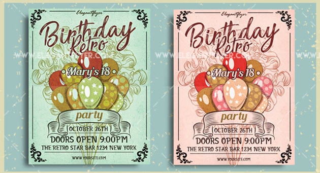 Birthday Retro Party- Free Flyer PSD Template