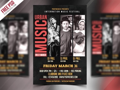 Music Event Flyer Free PSD Template