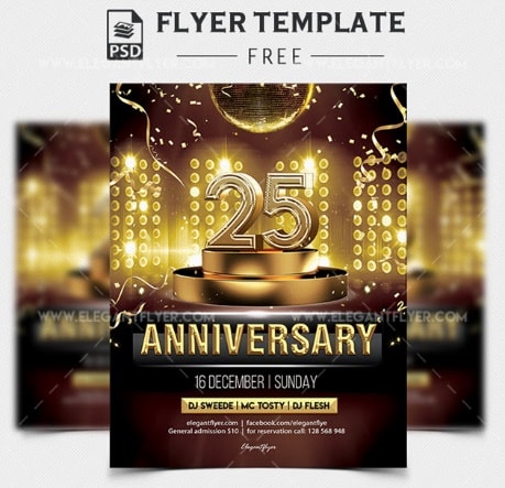 25 Anniversary – Free PSD Flyer Template + Facebook Cover + Instagram Post